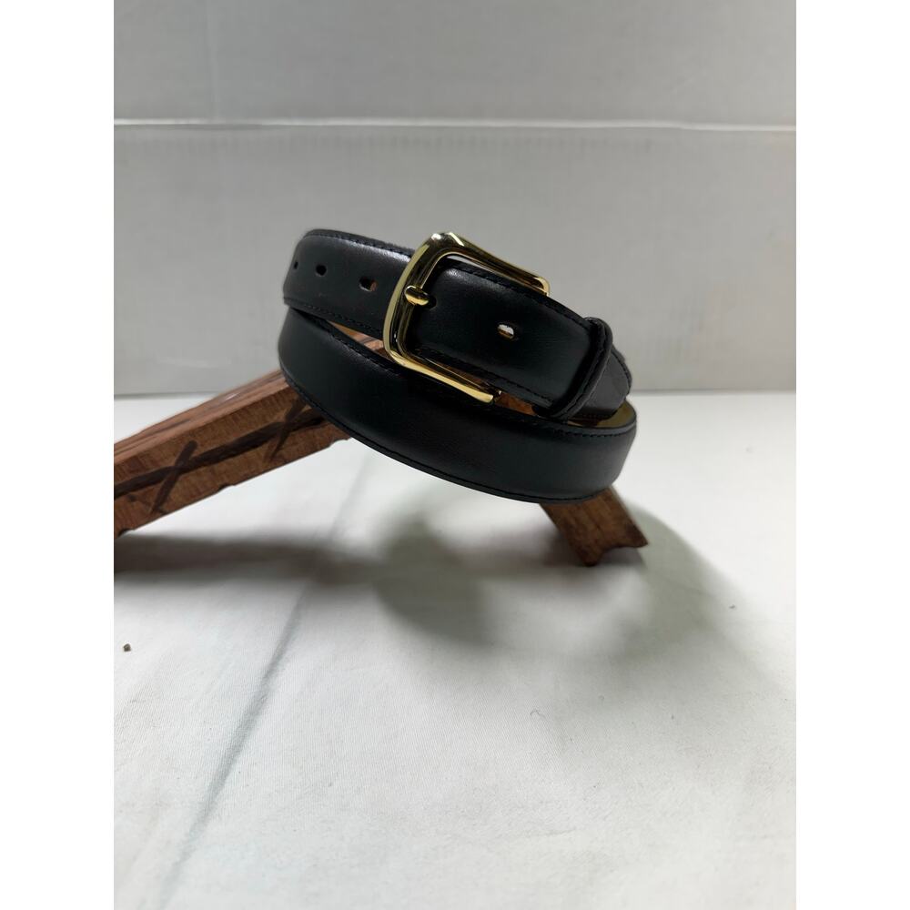 Black Aniline Finished Cashmere Leather Cowhide Lined Belt SZ 36-90  made in USA